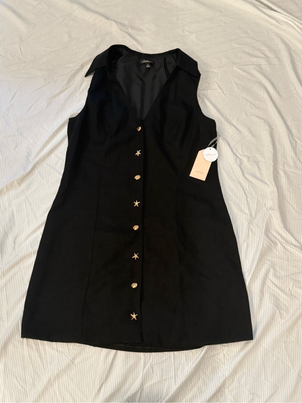 NWT Blashe Sleeveless Mini Dress Black  Nautical Buttons Size L NEW